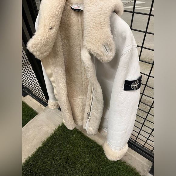 Stone Island Supreme Parka Hand Painted Shearling Jacket Mens Sz Medium - Picture 5 of 16